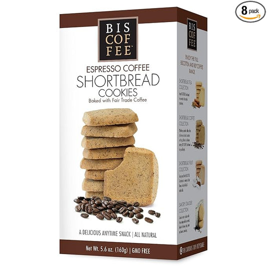 BISCOTTEA Espresso Coffee Shortbread Cookie (8 Cookies)