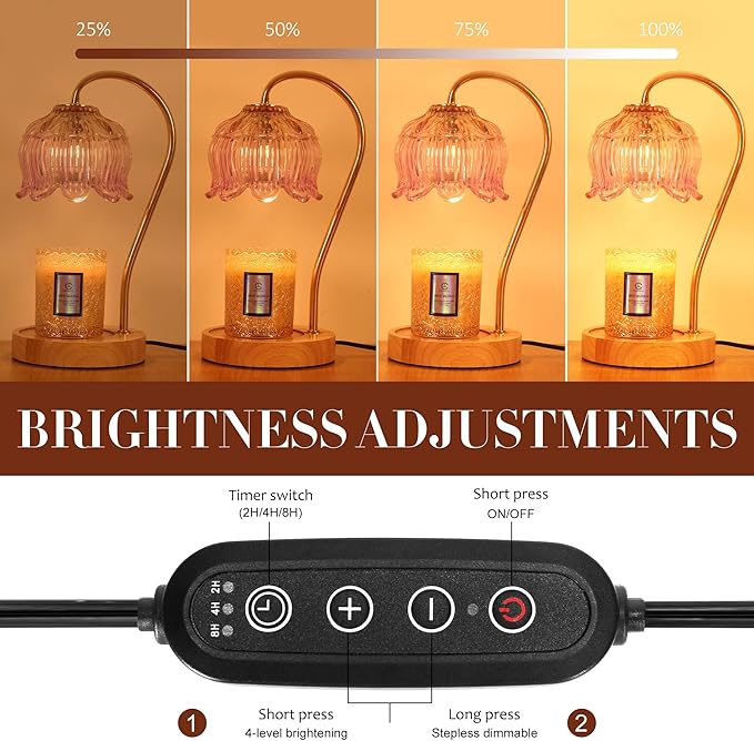 Flower Candle Warmer Lamp with Timer & Dimmer - Fits All Jar Scented Candles - Unique Birthday & Mother's Day Gift for Women，Mom，Her