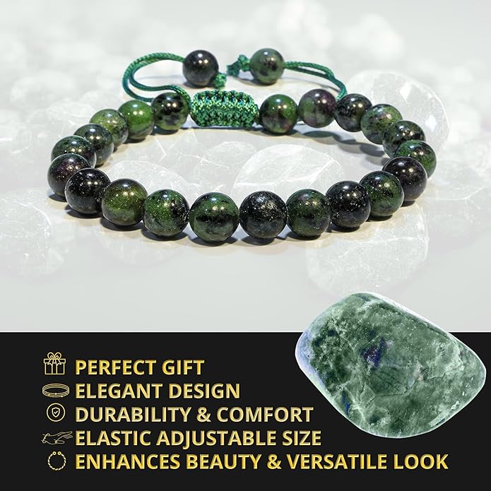 Energy Protection Crystal Handmade Adjustable Bead Bracelet Perfect for Men, Women’s Gift - Gemstone Healing Stretch Bracelet Pulsera Para Hombre Mujer Stocking Stuffer
