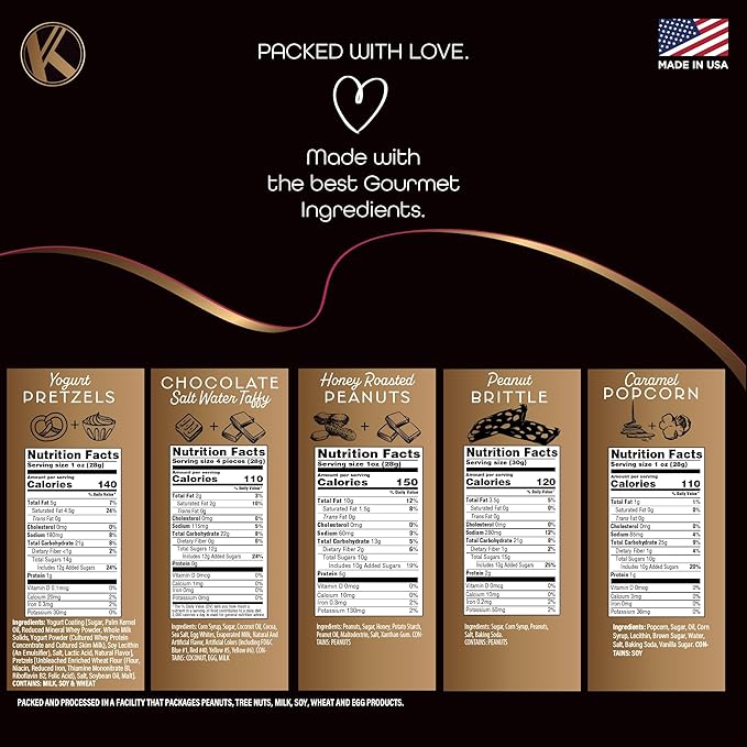 KREMERY Creamy Chocolate Cravings - Diwali Sweets Hamper Chocolate Covered Pretzels & Caramel Popcorn Gift Basket, in Seagrass Tray + Ribbon (Classic, 1.5 lbs) Food Arrangement