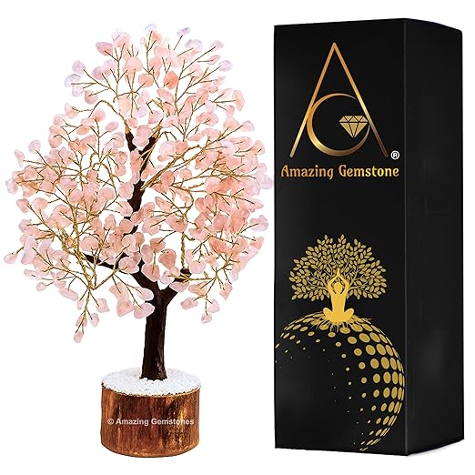 Amazing Gemstone Crystals and Healing Stones Birthday Gifts for Women - Rose Quartz Crystal Tree of Life Home Decor Stocking Stuffers, Bookshelf, Room, Meditation Gift for Dad, Unique Birthday Gifts