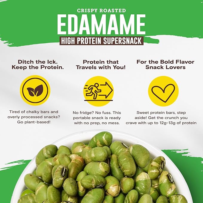 Biena Crispy Roasted Edamame Beans Snack – High Protein Low Carb Snack for Adults & Kids, 12g-13g Protein per Serving - Made w/Avocado Oil – Vegan, Gluten-Free – 18-Pack 1.05oz Variety Pack