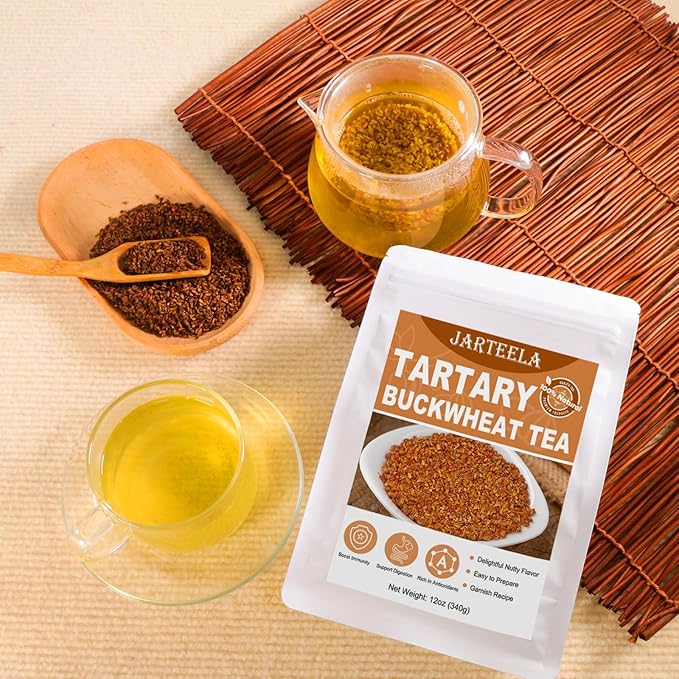 Jarteela - Himalayan Tartary Buckwheat Tea - 12oz / 340g - Black Buckwheat - Premium Roasted Buckwheat - Natural Loose Leaf Herbal Tea - Caffeine Free - NON-GMO - Gluten Free