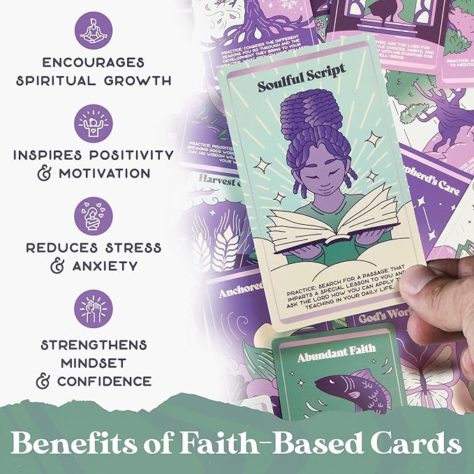 PURPLE CANYON Faith-Based Affirmation Cards – Daily Scripture & Prayer Cards with Bible Verses | Christian Gifts for Women’s Encouragement & Inspiration | 52-Card Deck
