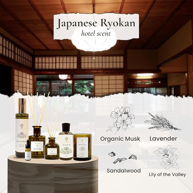 PRISTINE Japanese Ryokan/Inspired by Shang Hotel Reed Diffuser for Home | Fresh Lavender, Moroccan Amber Reed Diffuser Set, Oil Diffuser & Reed Diffuser | Home & Office Decor | Fragrance Gift