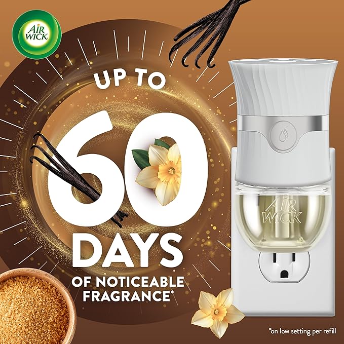 Air Wick Plug in Scented Oil Refill, 5 ct, Brown Sugar and Vanilla, Air Freshener, Essential Oils, Fall Scent, Fall decor