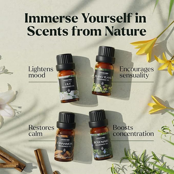 Lagunamoon Fragrance Oil Collection - Premium 16 Piece Gift Set for Diffusers, DIY Candle Making Supplies, Soap Scents, Slime - Aromatherapy Essential Oil Set for Home, Office, Car & Yoga Room