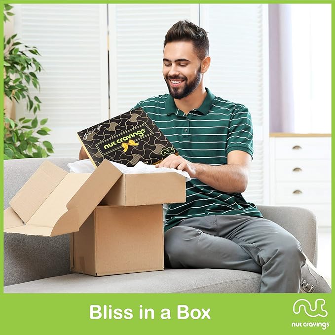 NUT CRAVINGS - Diwali Sweets Hamper Mixed Nuts Gift Basket in Black Gold Box (4 Assortments) Food Arrangement, Healthy Snack Care Package, Food Assortments