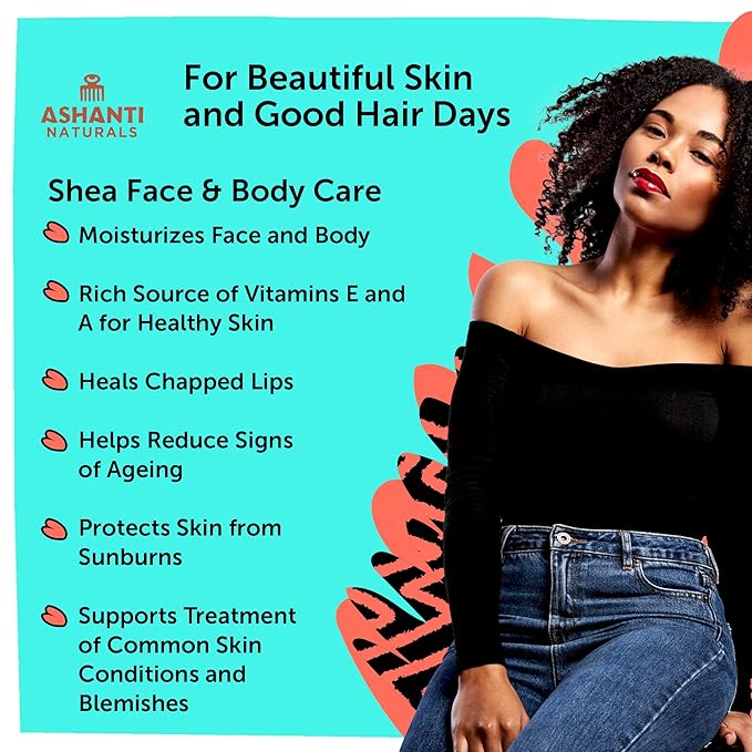 Ashanti Naturals Creamy White Shea Butter Body Butter | Grade A, 100% Natural African Raw Shea Butter for Dry Skin, Face and Hair (8oz)