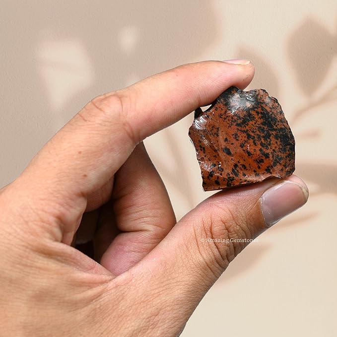 Amazing Gemstone Mahogany Obsidian Raw Crystals and Healing Stones, 5 Pieces Natural Rocks for Tumbling and DIY Raw Stones and Crystals