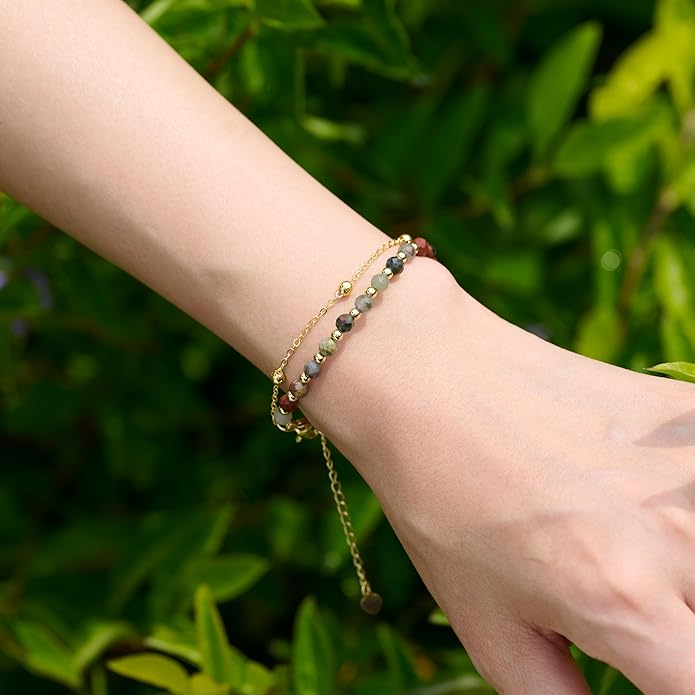 Farfume Crystal Bracelet Beaded Bracelets for Women 4mm Natural Stone Beads Gemstone Handmade Anxiety Jewelry Gifts