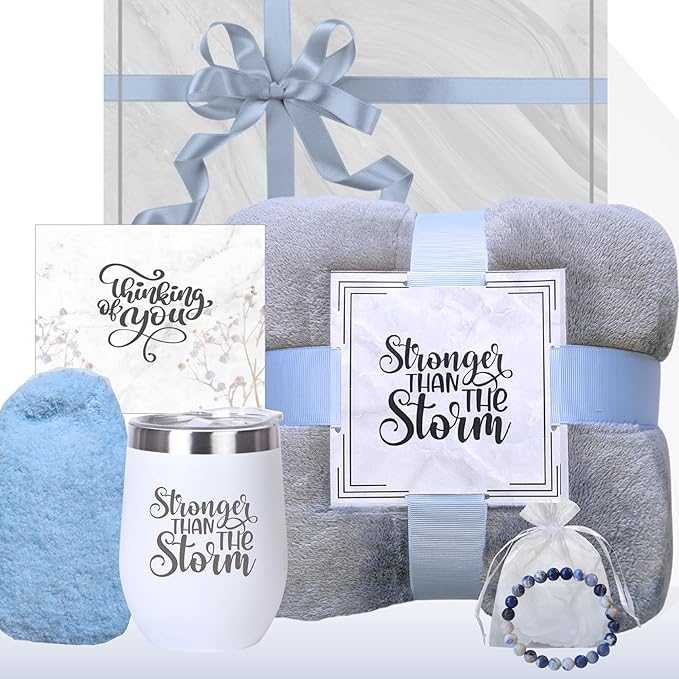 Get Well Soon Gifts for Women - Care Package for Cancer Recovery, Surgery, Sick Friend, Hospital Comfort, Chemo Care Treatment - Gift Basket with Thoughtful Gifts, Thinking of You (Grey)