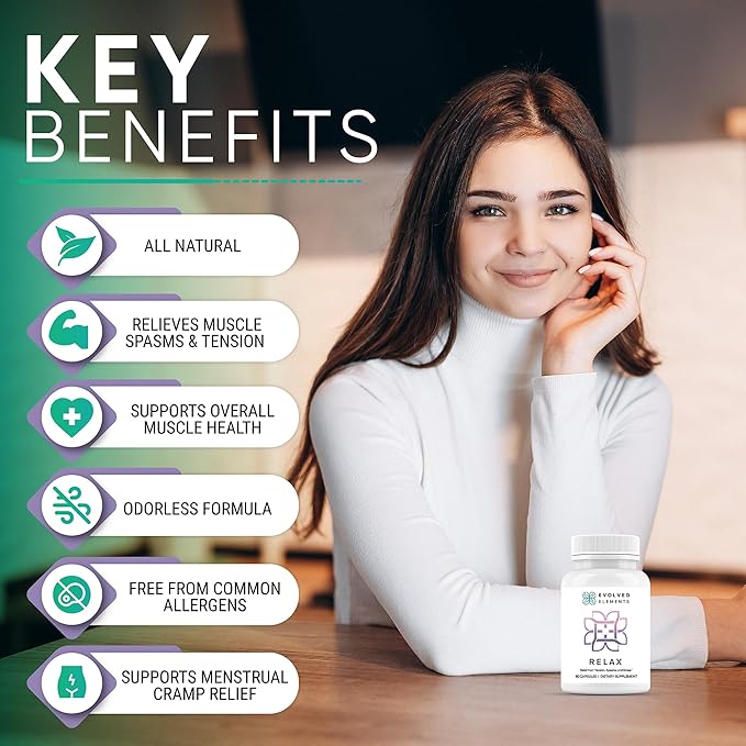 All-Natural Muscle Relaxer | 60 Capsules | Spasm Relief with Magnesium, Passion Flower, and Valerian Root | Relieves Muscle Spasms, Tension, and Promotes Calmness