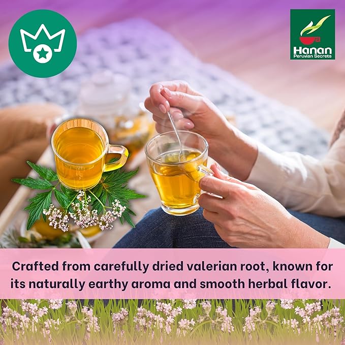 Hanan Valerian Root Tea for Bedtime 25 Bags - Te de Valeriana, Herbal Calming Night Tea - 100% Pure, Caffeine-Free, Non-GMO, Herb from Peru