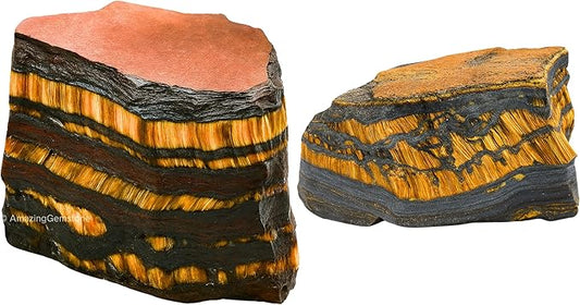 Amazing Gemstone 2 Pieces Iron Tiger Eye Raw Crystals and Healing Stones, Natural Rocks for Tumbling and DIY Raw Stones and Crystals