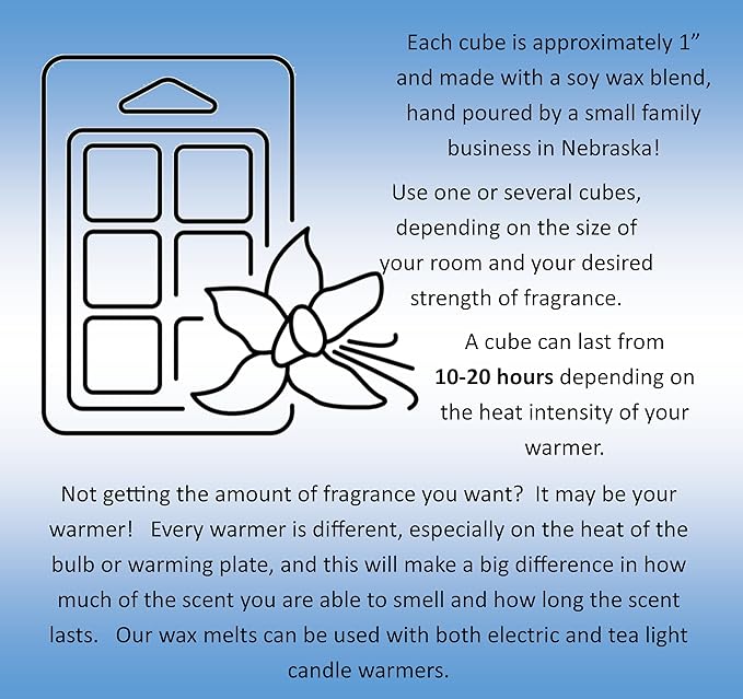 Christmas Wax Melts - Holiday Scented Wickless Soy Candle Melts for Wax Warmer - Pine, Spiced Cranberry, Gingerbread & More - Winter Themed Wax Cubes, Made in The USA - 6 Pack