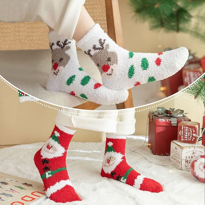 LINEMIN Womens Fuzzy Socks Cozy Fluffy Winter Warm Slipper Socks Microfiber Soft Home Sleeping Socks