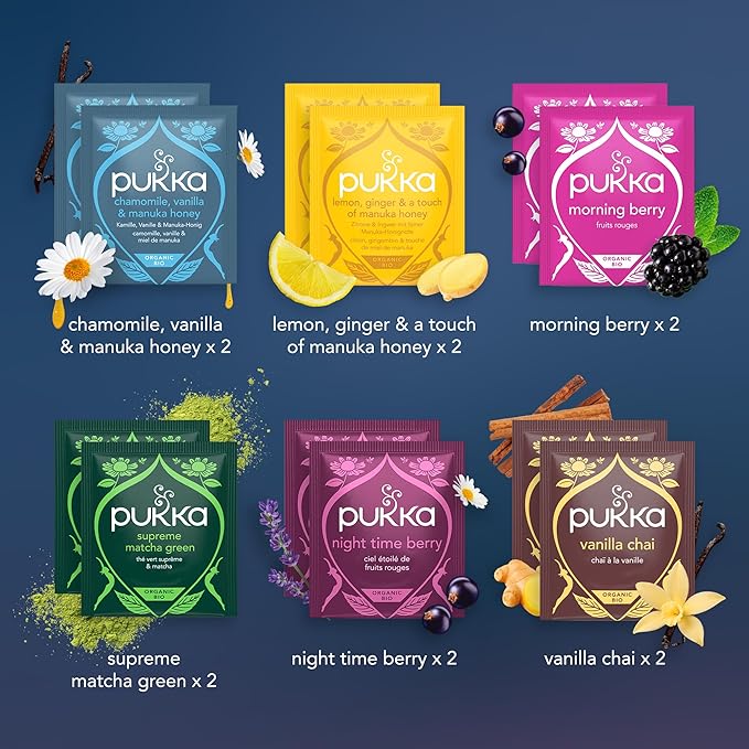 Pukka 2025 Advent Calendar Organic Tea Sampler, Selection of 24 Delightful Black & Green Tea Infusions, Christmas Gift Idea for Tea Lovers, 100% Organic