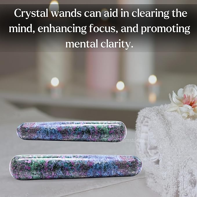Amazing Gemstone Ruby Kyanite Crystal Wand Massage Stick - Pelvic Wand Gua Sha for Adults - Crystals and Healing Stones Massage Wands for Adults Gifts (Smooth)