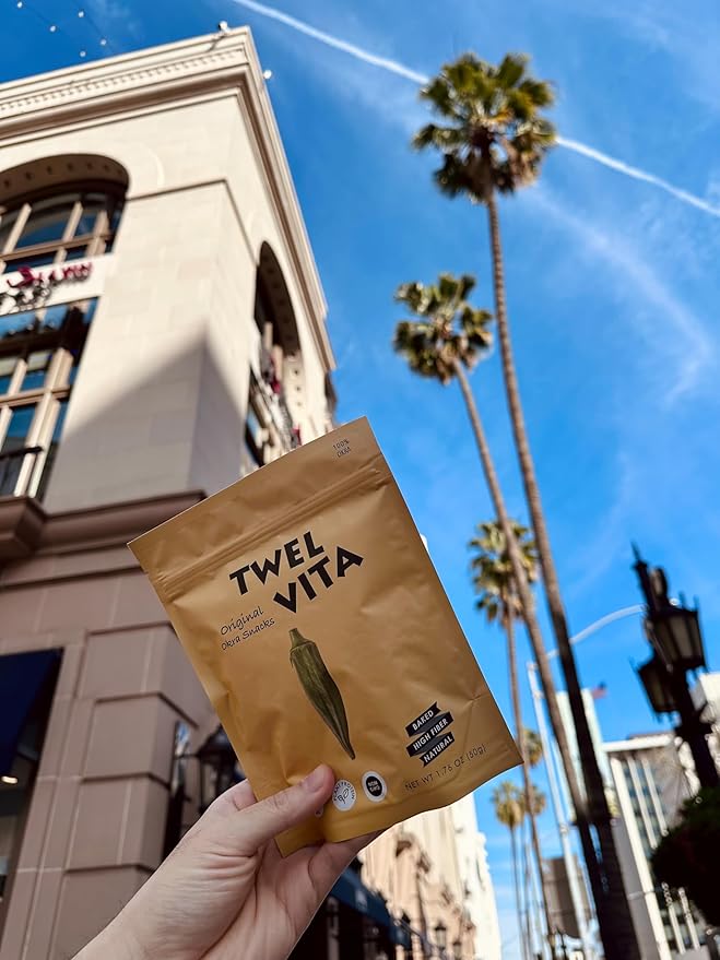 TwelVita Wholesome Baked Okra Crisps, Vegan Snacks, Clean Label, Non-GMO, Gluten-Free, 1.76 oz ea, Pack of 4