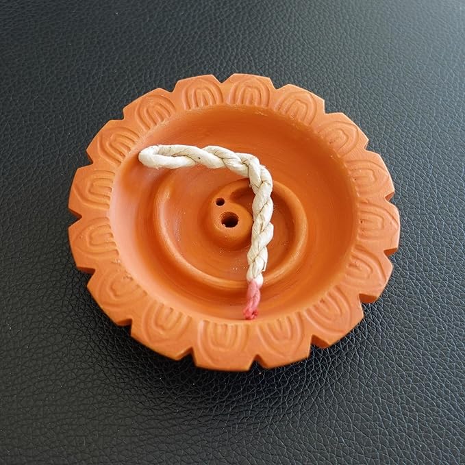 Clay Spiral Incense Burner | Handmade Clay Incense Holder | Holds 1 Regular, 1 Joss Stick and Rope Incenses | Incense Stand Ash Catcher | Rope Incense Burner