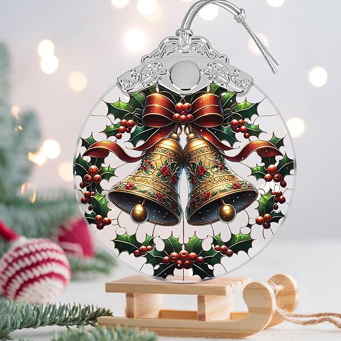 Bell Stained Glass Orament - Christmas Ornament - Christmas Decorations for Tree - Holiday Present ldeas - Gift Exchange