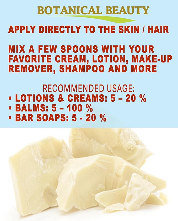 Botanical Beauty KOKUM BUTTER 100% Pure Natural REFINED Cold-Pressed for Face, Skin, Body, Hair, Lip, Nails. Rich in Vitamin E. Beauty Moisturizing Nourishing Butter Rich in Vitamin E (16 Fl Oz)