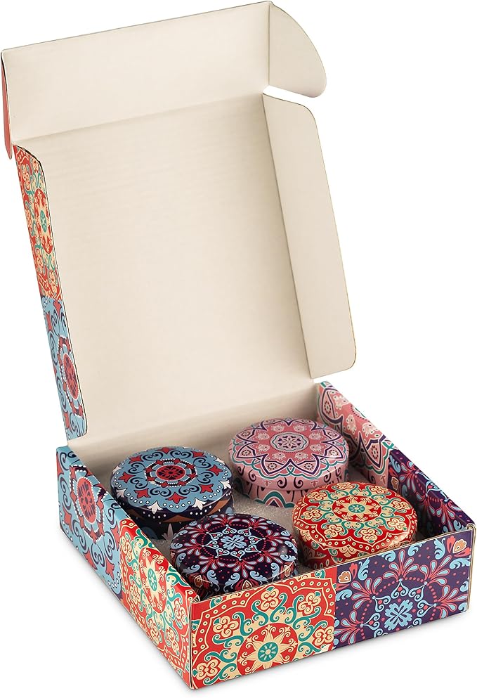 LOVERY 4 Pack Soy Candle Gift Set, Scented Candles, 10% Essential Oil Aromatherapy, 120h Burning, Stress Relief Gifts for Women, Men, Home, Birthday, Mother's Day, Christmas