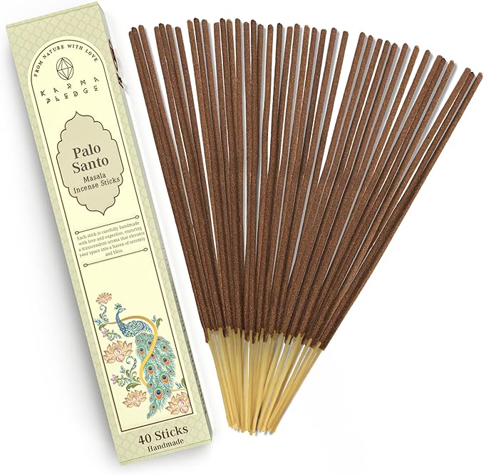 KARMAPLEDGE Palo Santo Masala Incense Sticks, Organic Hand Rolled Incense, Natural Herbs & Aromatic Ingredients, Contain 40 Sticks Inside, Burn Time 45-60 Min, Spiritual Gift, Incense by Karma Pledge