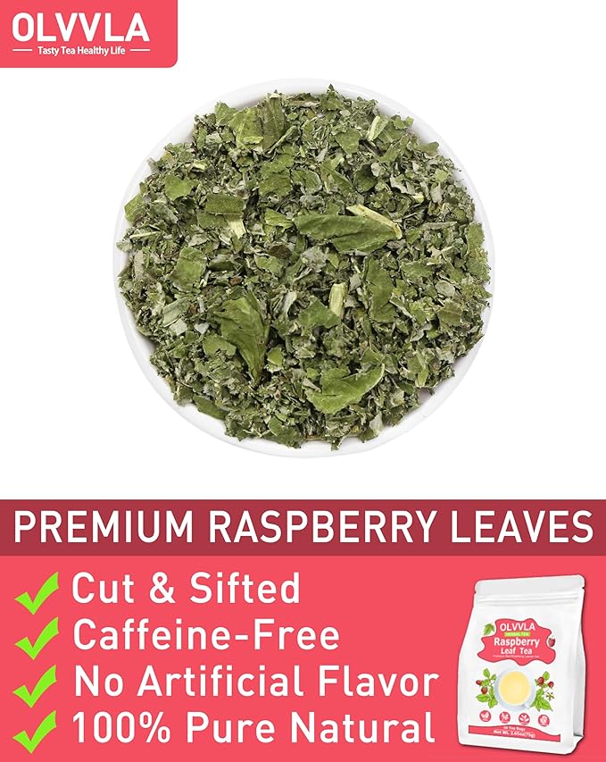 Olvvla - Raspberry Leaf Tea Bags - 1.5g X 50 Count - 100% Pure Red Raspberry Leaf Herbal Tea - Natural Pregnancy Tea - Non-GMO - Caffeine-free - Ease Menstrual Cramp & Support Healthy Pregnancy