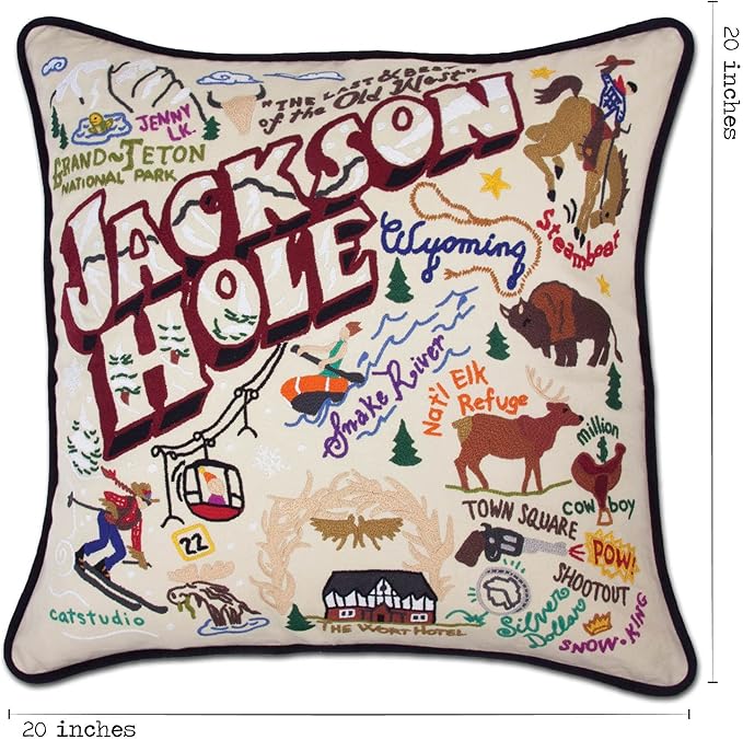 Catstudio Jackson Hole Embroidered Decorative Throw Pillow