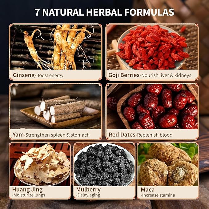 Ginseng Five Treasures Kidney Tea, Traditional Chinese Herbal TeaBags, Natural Organic Kidney Cleanse Detox Tea for Women & Men, 7 Precious Ingredients Formula(3 Pack/75 Bags)