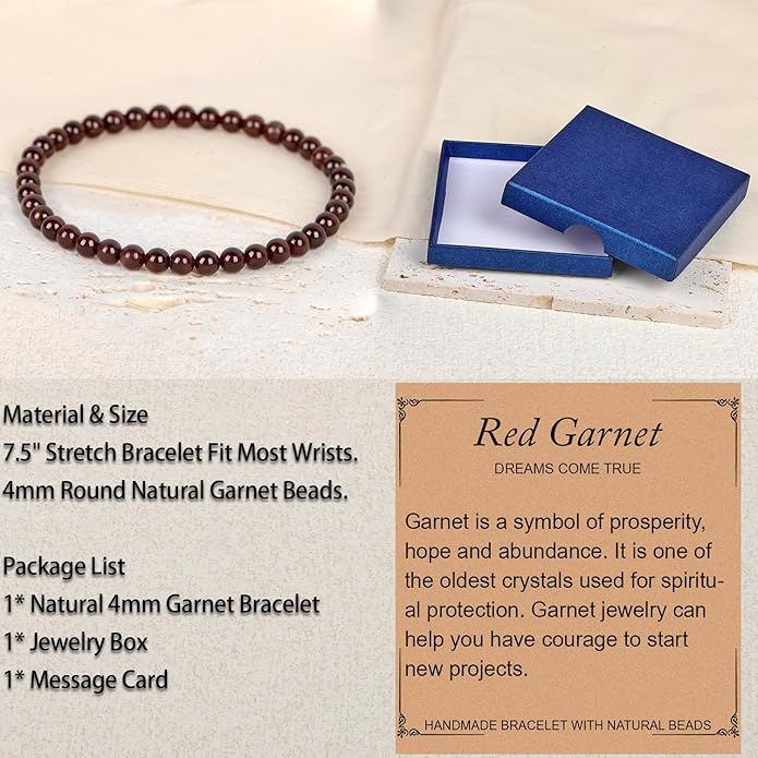 LPBeads Handmade Natural Gemstone Stretch Elastic Bracelet Healing Crystal Round Stone Beads Jewelry Gifts for Women Men