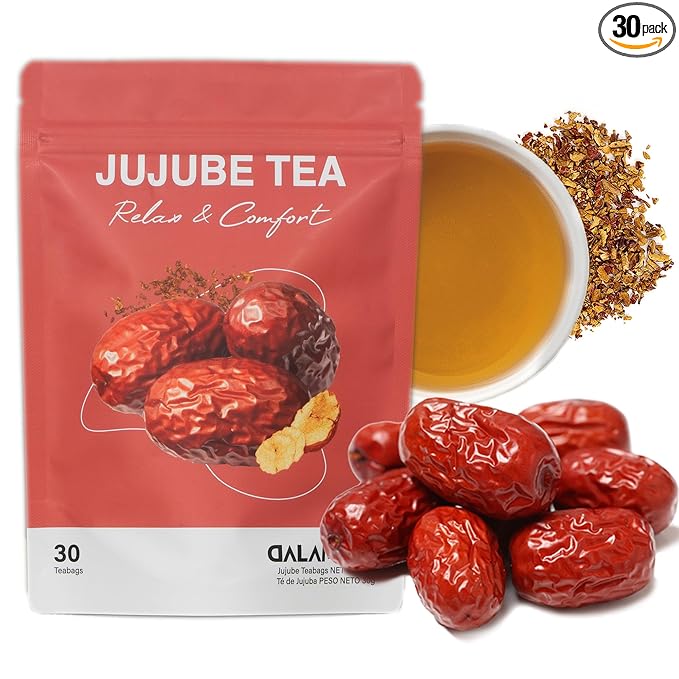 DALAMHARI Jujube Dates Tea | 30T | Korean Pitted Red Dates Tea Bags Smooth Move Tea Sleepytime Dried Jujube Fruit Te Divina Chupa Panza Pinalim Ballerina Throat Coat