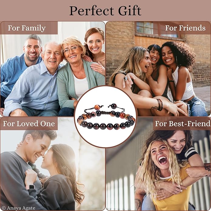 Energy Protection Crystal Handmade Adjustable Bead Bracelet Perfect for Men, Women’s Gift - Gemstone Healing Stretch Bracelet Pulsera Para Hombre Mujer Stocking Stuffer