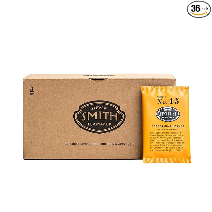 Steven Smith Teamaker Peppermint Leaves No. 45, Herbal Tea, Caffeine-Free, Sugar-Free, Sustainably Grown, Tea Bags, 36 Sachets, 0.78oz each