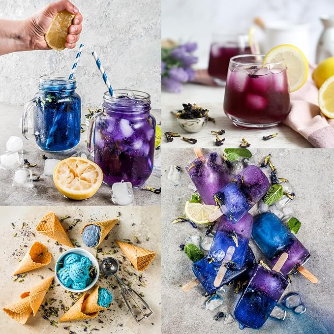 Butterfly Pea Flower Tea Bags – 50 Count, 100% Natural Butterfly Tea from Thailand, Caffeine-Free, Dried Blue Pea Flowers for Hot & Iced Tea, Vibrant Color-Changing for Relaxation & Wellness