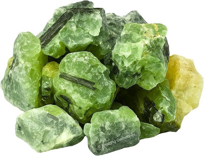 Amazing Gemstone 2 Pieces Prehnite Raw Crystals and Healing Stones, Natural Rocks for Tumbling and DIY Raw Stones and Crystals