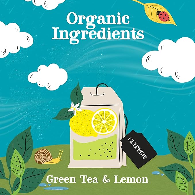 Clipper Tea Green Tea & Lemon Teabags – USDA Organic, Great Hot or Iced – Bright, Zippy, Natural, Fair & Delicious – 200 Tea Bags