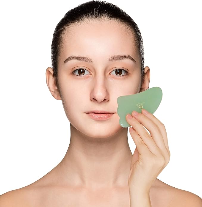 Jade Stone Facial Massager for Facial Lifting and Tightening Massage, Anti-Wrinkles, Anti-Aging Gua Sha Wrinkles Removal Massage, Skin Care and Rejuvenation