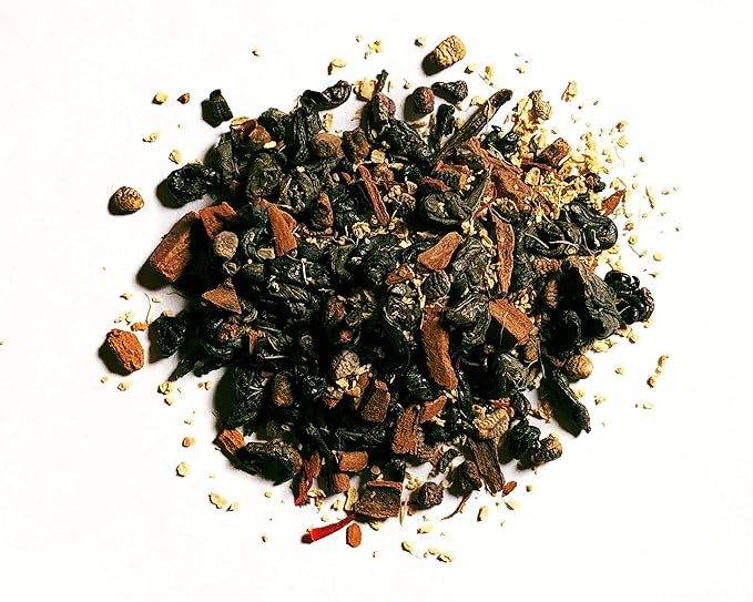FIRE TEAS Sweet Hot Energy - Gunpowder Green Tea, Cinnamon, Saffron, Ginger, Cardamom - Energy & Power, Delicious, Coffee Alternative, Mild & Spicy - Multiple Brews
