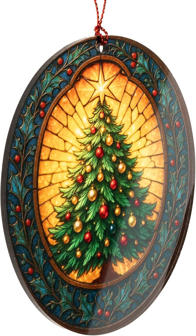 Christmas ornament 2025 - Vintage Christmas ornament - Acrylic xmas ornament - Art ornament - Christmas ornament 2025 - Suncatcher Effect window hanging - car hanging accessories