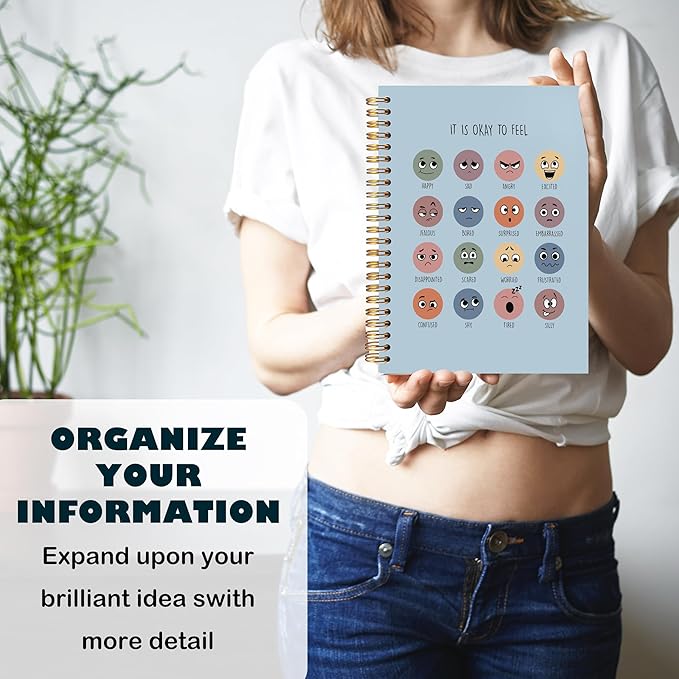 BearCake Mental Health Gifts, Inspirational Notebooks, It is Okay to Feel Mental Health Journal, Therapy Journal for Mental Health, Mental Health Journal for Women,Spiral Notebook 5.5x8.3 blue