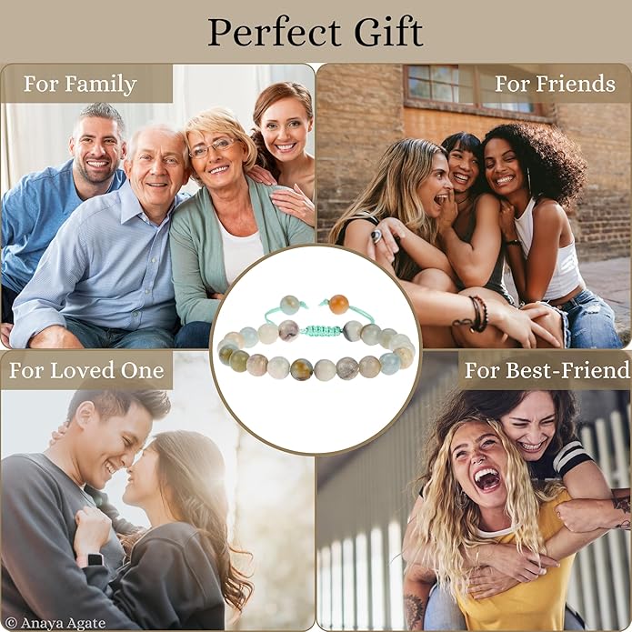 Energy Protection Crystal Handmade Adjustable Bead Bracelet Perfect for Men, Women’s Gift - Gemstone Healing Stretch Bracelet Pulsera Para Hombre Mujer Stocking Stuffer