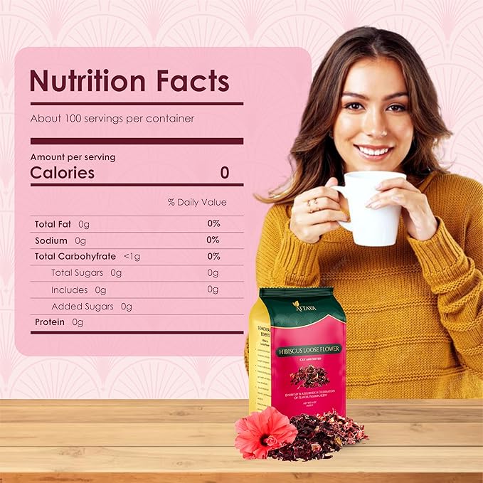 Attaya Natural Hibiscus Loose Flowers, Cut & Sifted 4oz | 100% Pure, Dried, Caffeine-Free | Antioxidant-Rich for Wellness & Relaxation.