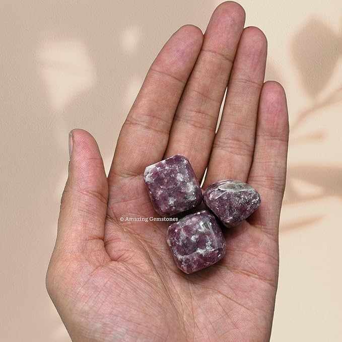 Amazing Gemstone Lepidolite Crystals&Healing Stones - 1000+ Carats Lepidolite Stone, Natural Healing Stones for Energy Balance, Stress Relief - Premium Polished Gems Rocks for Meditation&Wellness