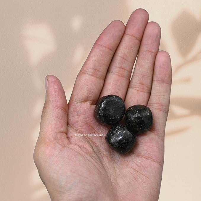 Amazing Gemstone Nuummite Crystals & Healing Stones Tumbled - 1oz Nuummite Stone Gem Stones, Healing Stones for Energy Balance,Stress Relief - Premium Polished Gems Rocks for Meditation & Wellness
