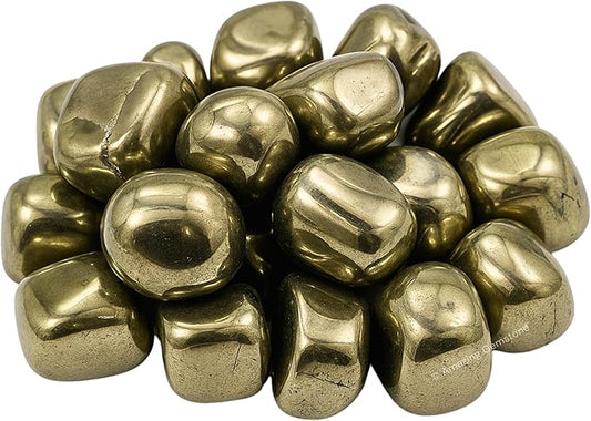 Amazing Gemstone Pyrite Crystals and Healing Stones Tumbled - 1000+ Carats Pyrite Stone Gem Stones, Natural Healing Stones for Energy Balance, Stress Relief - Premium Polished Gems Rocks