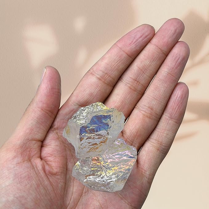 Amazing Gemstone Angel Aura Quartz Raw Crystals and Healing Stones, Natural Rocks for Meditation - DIY Raw Stones and Crystals, 2 Pieces