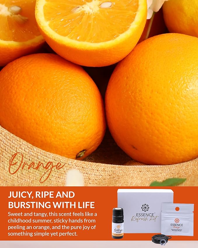 Essence Wearable Aromatherapy Nasal Diffuser – Orange Essential Oil Nose Ring Silicone Inhaler for Stress & Mood Support - Made in USA & Travel-Friendly